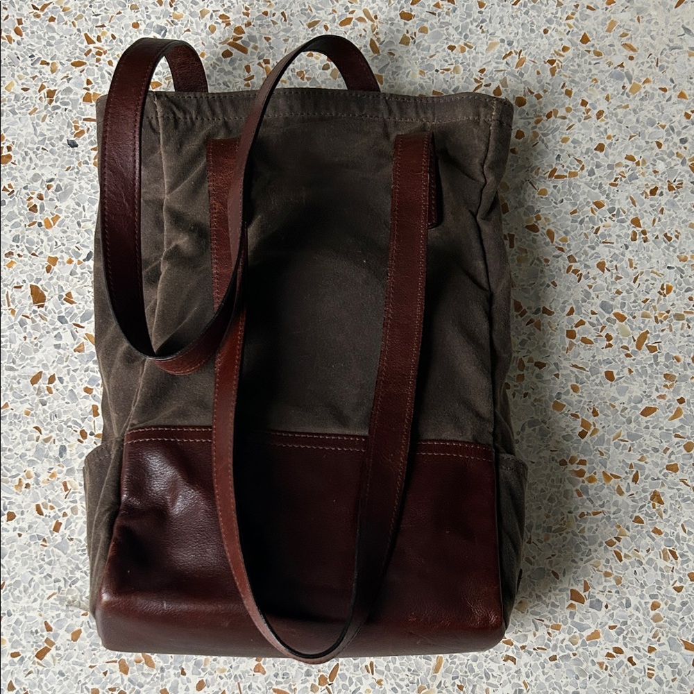 Moore & Giles Stylish Brown Leather and Canvas WINE Bag